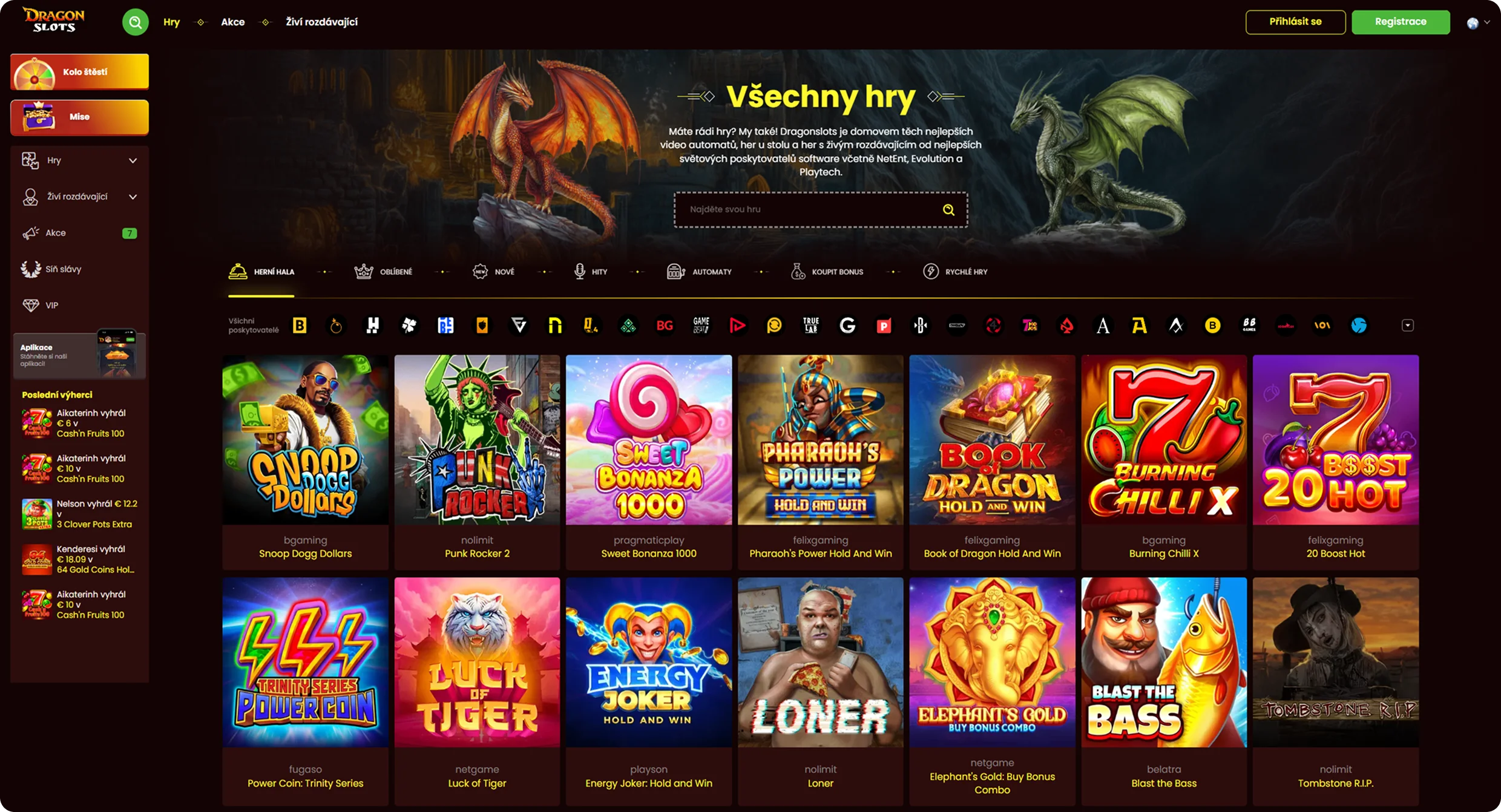 Dragon Slots kasinová platforma